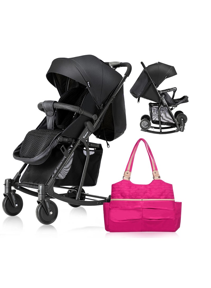 TEKNUM Teknum Stroller With Rocker with Pink Fashion Diaper tote Bag- Black  - Image 1