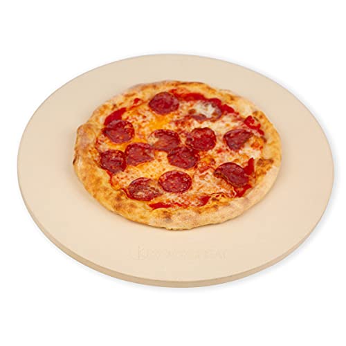 ROCKSHEAT K ROCKSHEAT Pizza Stone Round 16 Inch for Grill and Oven, Large Cordierite Baking Stone for Bread, Safe Circular Cooking Stone for Grill 16", Easy to Clean - Image 1