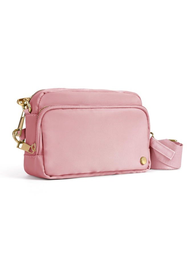 Joryin Anti Theft Crossbody Bag for Women, Slash-resistant RFID Blocking Travel Purses, Small Shoulder Bag Handbag, Nylon, Pink, 7.5 x 5.5 x 2.8 inches - Image 1