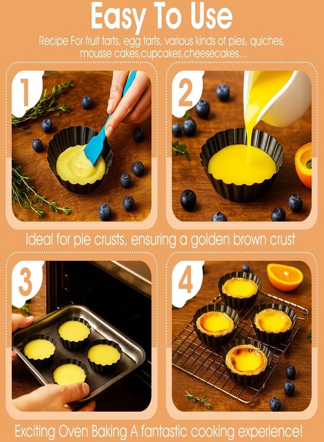Yolev 32 Pcs Mini Tart Pans Egg Tart Molds with Removable Bottom Round Nonstick Quiche Pan Mini Pans Quiche Bakeware Mold Fluted Side - Image 5