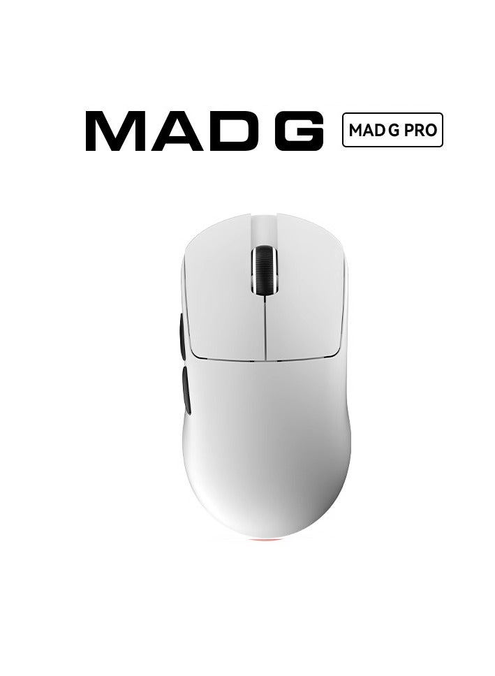 MADLIONS Madlions MAD G PRO Wireless Bluetooth Mouse Lightweight Continuous Working Range 500mAh Battery for Long-lasting Use Smart Speed ​​Low Delay Suitable for Gaming 1Kbps Wired + 8Kbps Wireless Connection 2.4GHz Wireless + Wired Rechargeable PAW 3395 Color White  - Image 1