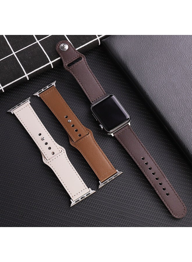 YLZ For Apple Watch Strap Iwatch543se Universal Business Single Nail Cowhide Apple Watch 6 Strap - Image 3
