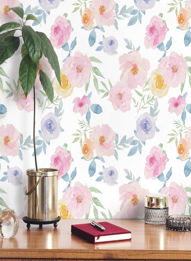 VaryPaper Pink Floral Wallpaper Stick and Peel 17.7"x78.7" Watercolor Peony Floral Contact Paper Self Adhesive Removable Vinyl Wall Paper Flower Stick on Wallpaper for Girls Bedroom Cabinets Walls - Image 2