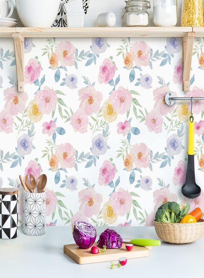 VaryPaper Pink Floral Wallpaper Stick and Peel 17.7"x78.7" Watercolor Peony Floral Contact Paper Self Adhesive Removable Vinyl Wall Paper Flower Stick on Wallpaper for Girls Bedroom Cabinets Walls - Image 4