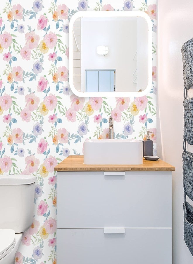 VaryPaper Pink Floral Wallpaper Stick and Peel 17.7"x78.7" Watercolor Peony Floral Contact Paper Self Adhesive Removable Vinyl Wall Paper Flower Stick on Wallpaper for Girls Bedroom Cabinets Walls - Image 3