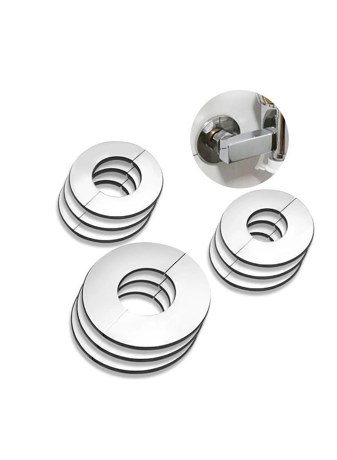 Self Adhesive Decorative Faucet Covers Pack of 9 Stainless Steel Pipe Escutcheon Plates for 24mm 34mm 52mm Pipes - Image 3