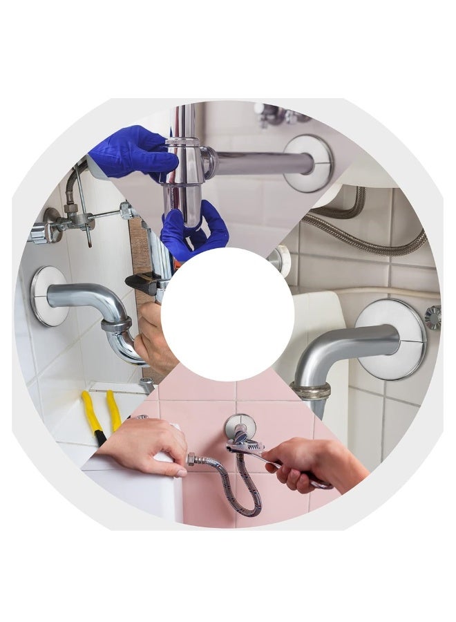 Self Adhesive Decorative Faucet Covers Pack of 9 Stainless Steel Pipe Escutcheon Plates for 24mm 34mm 52mm Pipes - Image 2