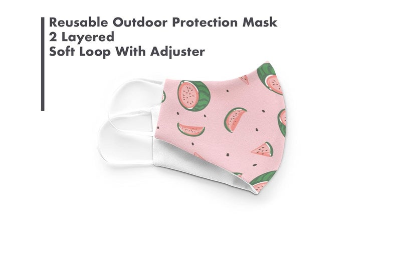Story Sketchers Watermelon Cotton Face Mask 2 Ply Soft Loop With Adjusters  - Image 2