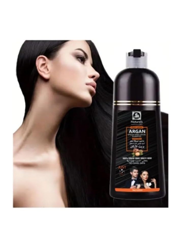 laser white Shampoo With Argan Oil Fast Coloring And Covering Gray Hair Natural Black - Image 3