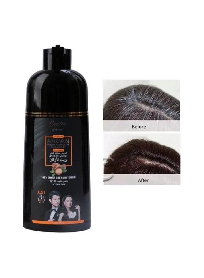 laser white Shampoo With Argan Oil Fast Coloring And Covering Gray Hair Natural Black - Image 4