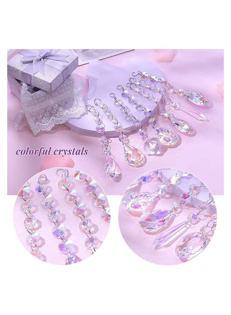 Sun Catchers with Crystals 7 Pcs Hanging Crystals Suncatchers for Windows Colored Crystals Prisms Glass Pendant Suncatchers Beads for Chandeliers Garden C hristmas Tree Decoration  - Image 2