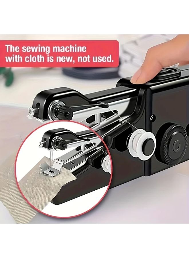 Portable Mini Sewing Machine Handheld Quick Handsew Tool For Fabric Clothing Black - Image 5