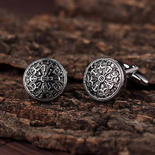 HAWSON Vintage Cufflinks for Men Shirt Retro Flower Pattern - Best Wedding Business Gifts for Men with Box - Image 4