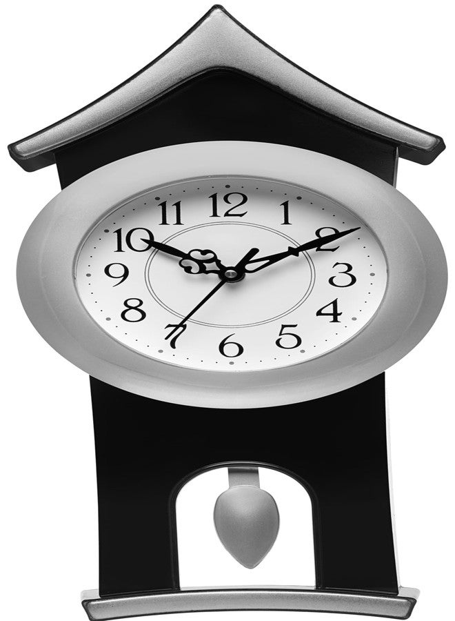 Harbour Analog Latest Stylish New Models Wall Clock with Pendulum for Home Living Room Hall Bedroom (Size Height 40 CM X Width 17.5 CM)- Home Decor Big Size Wall Clock vate (Silver) - Image 2