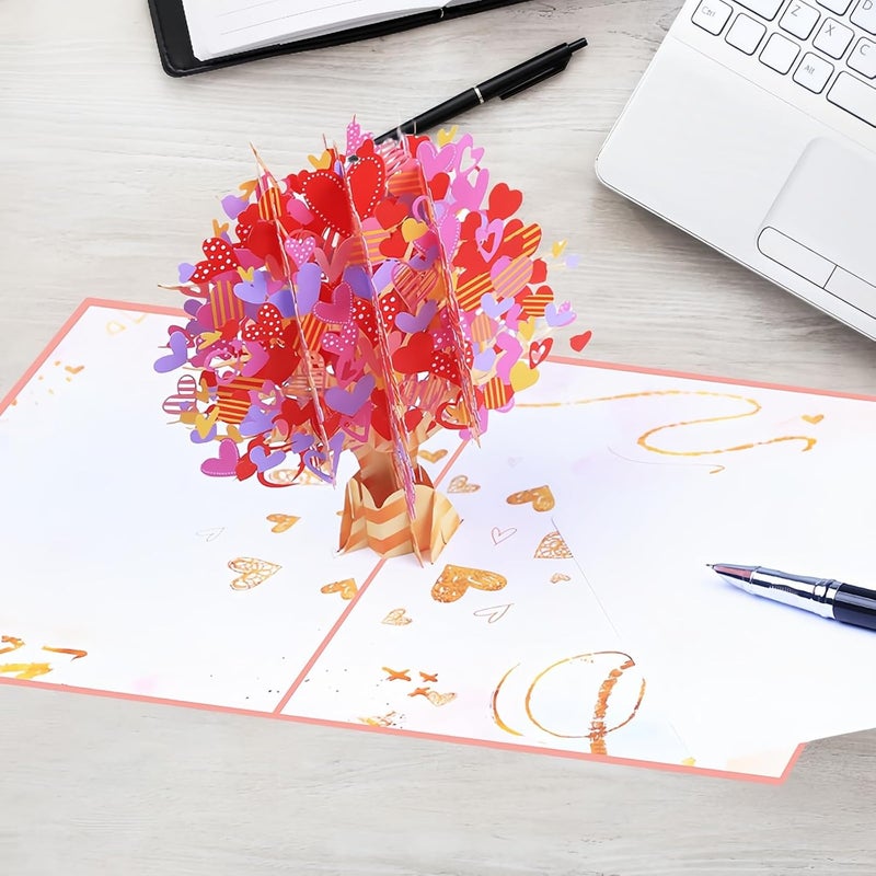 Zikra Heart Tree 3D Pop Up Cards, Valentines Day Greeting Cards, Gifts Cards for Anniversary Card Heart Card with Envelope for Birthday, Wedding Mother's Day Thinking of You Card for Wife, Girlfriend - Image 5