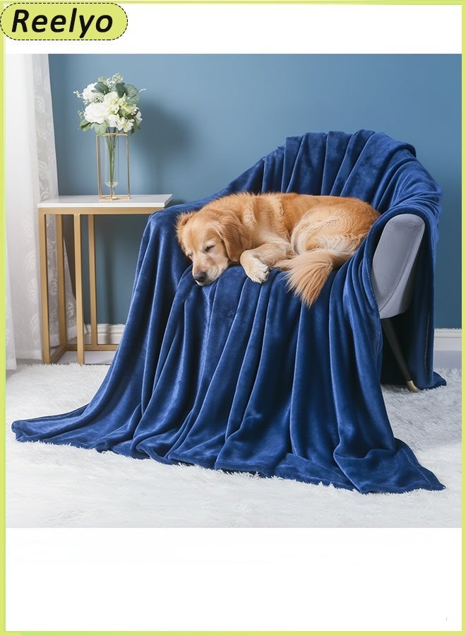 Reelyo 120/180*200CM Flannel Fleece Velvet Blanket Living Coral Blanket Weightless Sheet Blankets All Seasons Silky Wool Blanket Ac Blanket Double Bed Blanket Throw Super Soft Lightweight Bed Blanket Plush Fuzzy Cozy Luxury Microfiber Throw Blanket Super Cozy And Comfy Blanket Soft Korean King Size Blanket Soft Korean Single & Double For Bed, Sofa, Couch, Travel, Camping 200cm(L) Small & Large King Size Dark Blue - Image 5