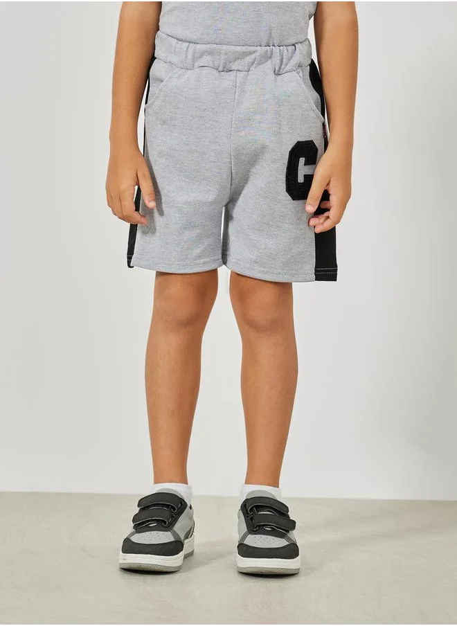 Styli Initial Patch Detail Polo T-Shirt & Shorts Set