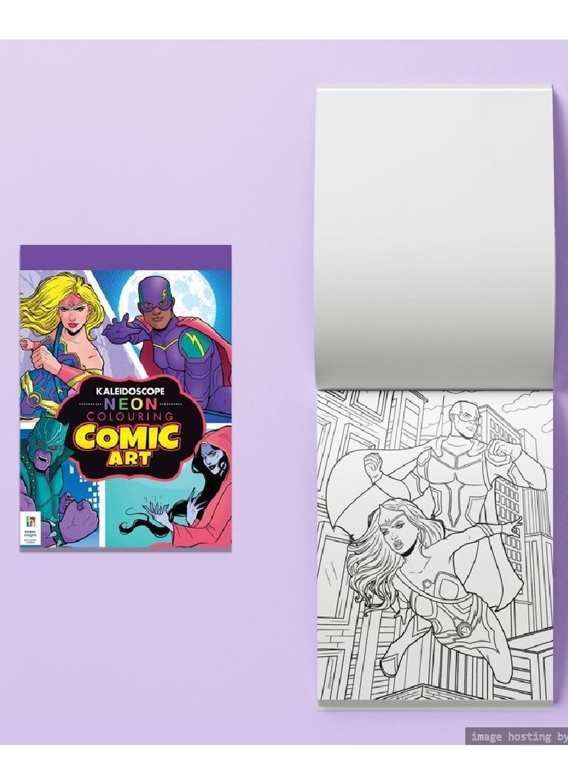 Hinkler Kaleidoscope Neon Coloring Kit Comic Art - Image 3