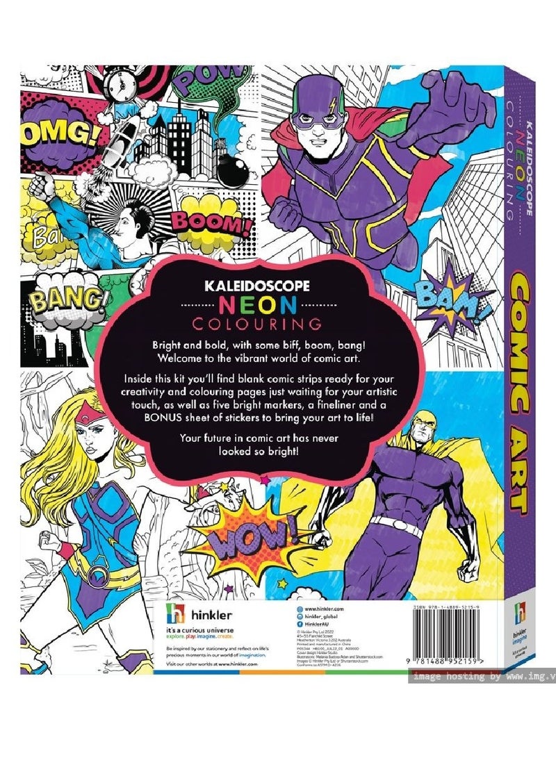 Hinkler Kaleidoscope Neon Coloring Kit Comic Art - Image 5