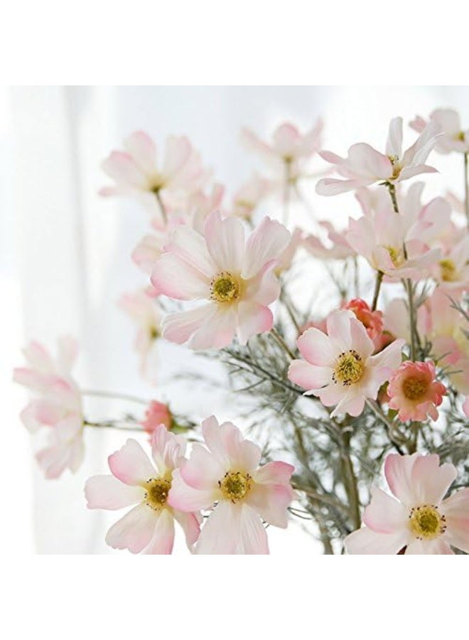 Artfen 6 Pcs Artificial Calliopsis Flowers Fake Silk Flower Table Kitchen Home Garden Party Wedding Decoration Approx 24'' High Watercolor Pink No Vase - Image 2