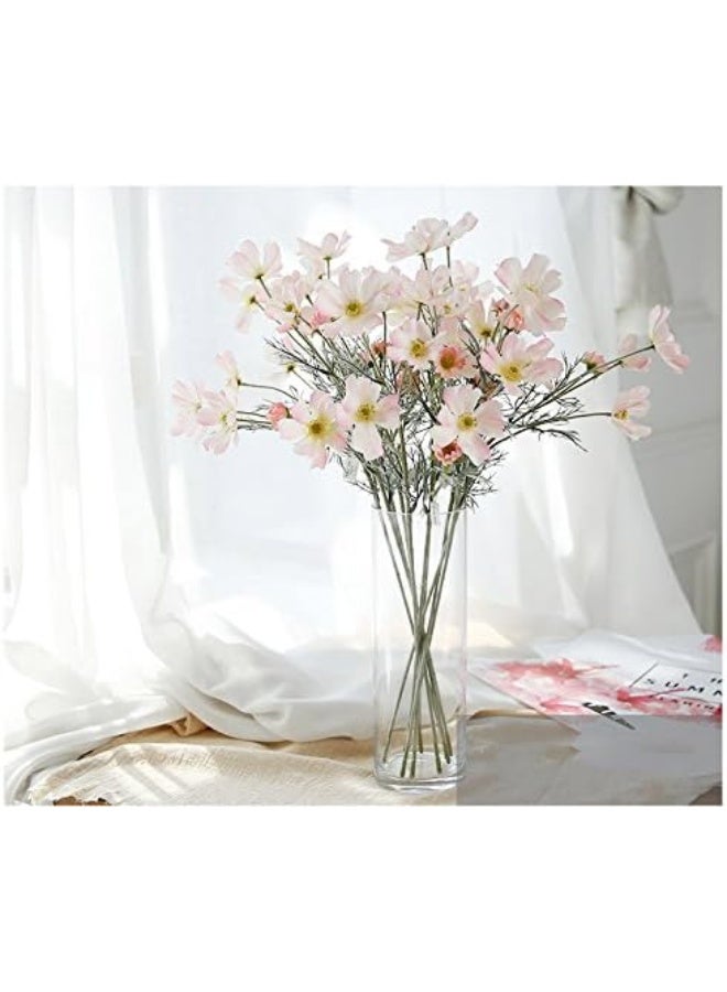 Artfen 6 Pcs Artificial Calliopsis Flowers Fake Silk Flower Table Kitchen Home Garden Party Wedding Decoration Approx 24'' High Watercolor Pink No Vase - Image 1