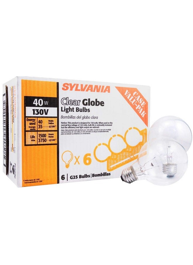 LEDVANCE SYLVANIA Incandescent G25 Décor Globe Light Bulb, 40W, Dimmable, E26 Medium Base, Clear, 2850K, Warm White - 6 Pack (14191)  - Image 1
