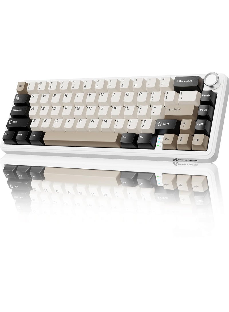 Attack Shark X66 Wireless Mechanical Gaming Keyboard with Knob,Tri Mode USB-C/BT5.0/2.4G Gasket Mounted 60% RGB Gaming Keyboard, Side Printed PBT Keycap,Hot Swappable Strawberry Switch - Image 1