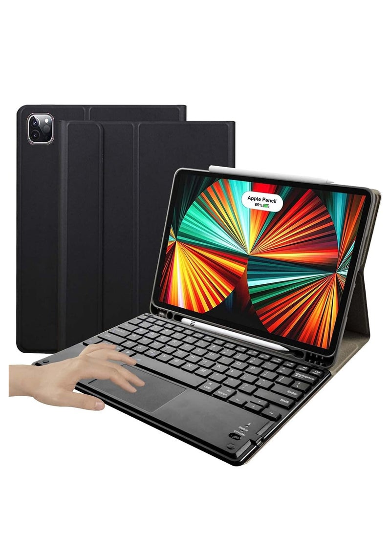 ELTERAZONE iPad Keyboard Case for iPad Apple iPad Pro 11 2018/2020/2021 iPad Cover with Keyboard Built-in Touchpad & Pencil Holder (for iPad 11", Black) - Image 1