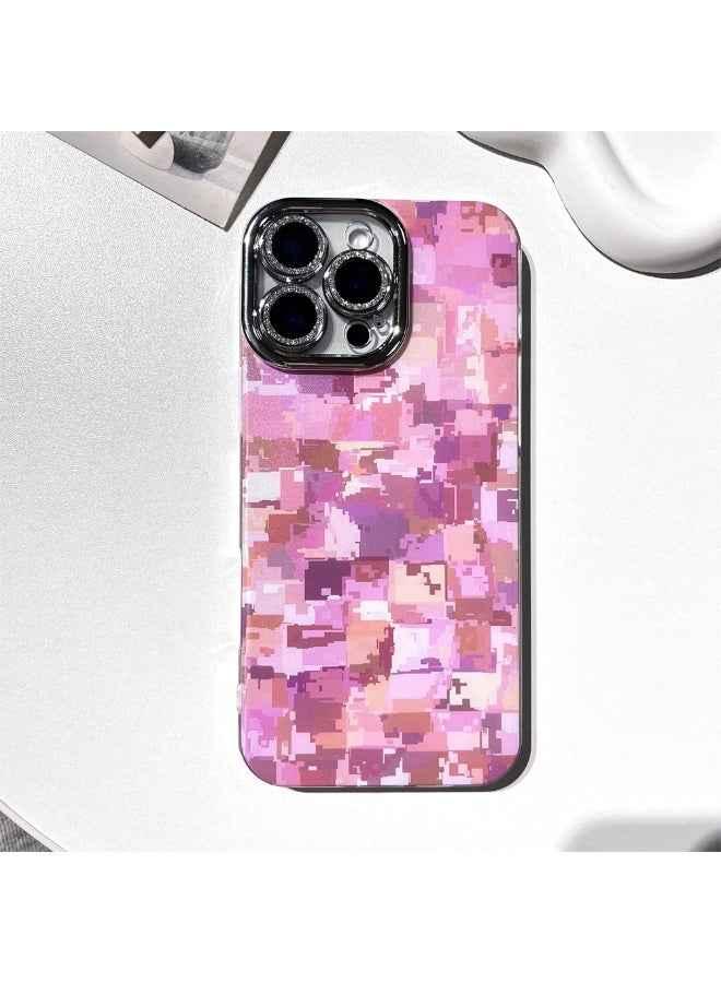 NIBEMINENT Simple Pink Pixel Camouflage Protective TPU Case Cover For iPhone 16 Pro Max Clear - Image 1