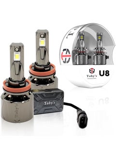 Toby's Toby's New Launch 2024 Upgraded U8 LED Headlight with 150W/Pair Power 15000LM/Pair Lumens, Color Temperature 6500K Plug and Play, Non-Polarity, Fog Headlight (H11)  - Image 1