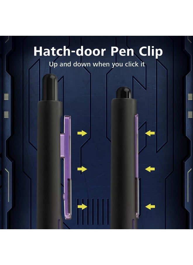 WRITECH Retractable Gel Ink Pens: Low Center Of Gravity 0.7Mm Multicolor Medium Point With Refills Silent Click No Smear Pen Black Blue Purple 3Ct Up Gel Flash  - Image 5