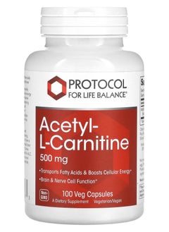 Protocol For Life Balance Acetyl-L-Carnitine 500 mg 100 Veg Capsules 