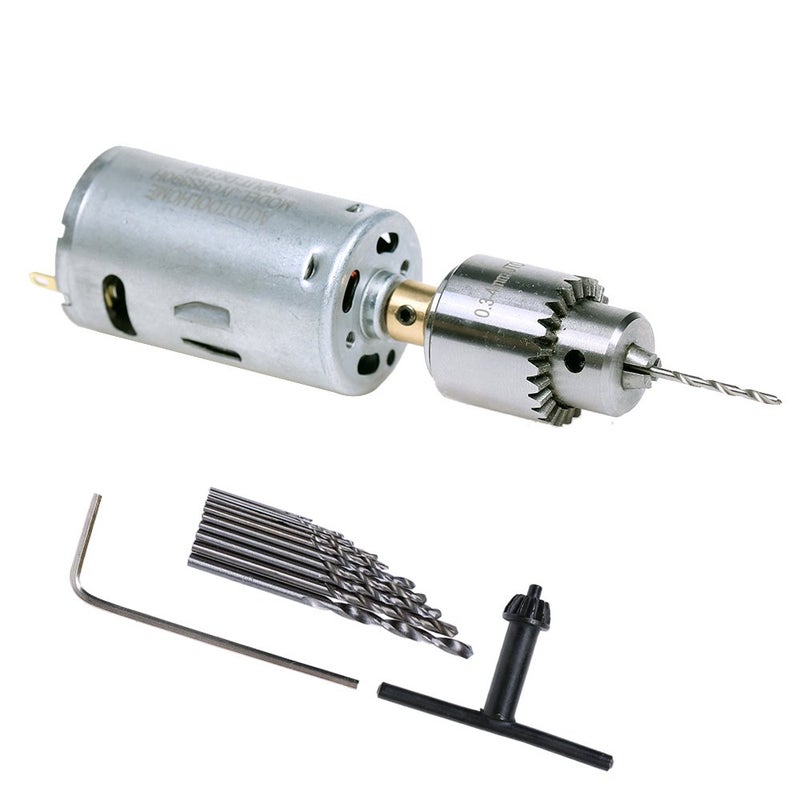 AUTOTOOLHOME أوتوتول هوم مجموعة مثقاب يدوي كهربائي صغير 12 فولت مع محرك PCB ومثاقب لولبية 1/88-1/6 بوصة مع مشبك JT0 لمجوهرات الحرف اليدوية - Image 1