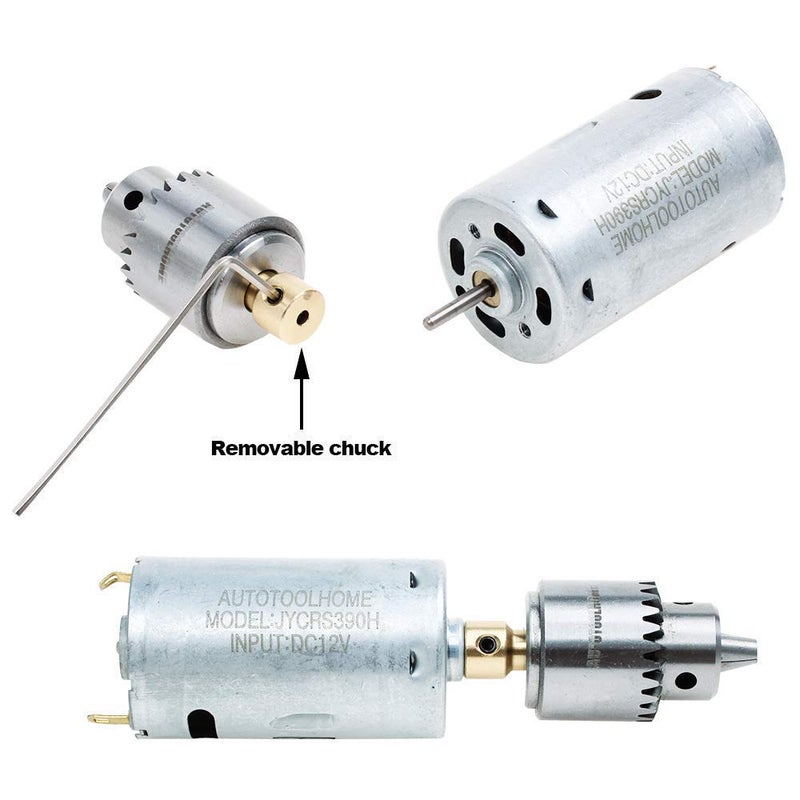 AUTOTOOLHOME أوتوتول هوم مجموعة مثقاب يدوي كهربائي صغير 12 فولت مع محرك PCB ومثاقب لولبية 1/88-1/6 بوصة مع مشبك JT0 لمجوهرات الحرف اليدوية - Image 3