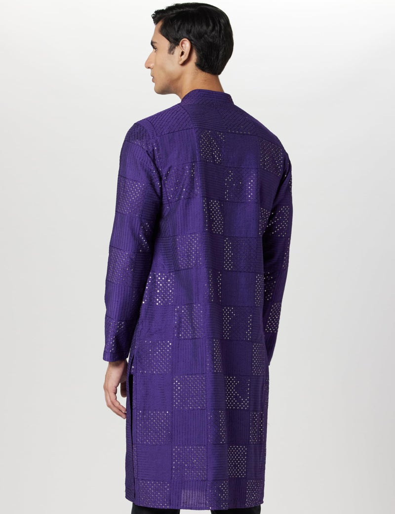 KISAH Kurta for Men – Solid, Textured Cotton Blend Kurta | Ethnic & Casual Wear for Festivals, Parties & Office Purple - Image 4