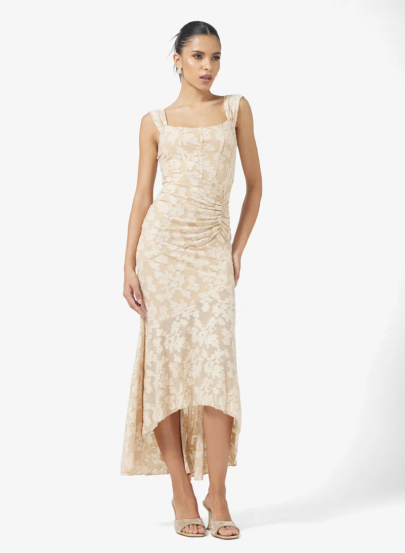 جينجر Corset Bodice Floral Burnout Dress