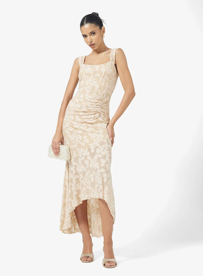 جينجر Corset Bodice Floral Burnout Dress