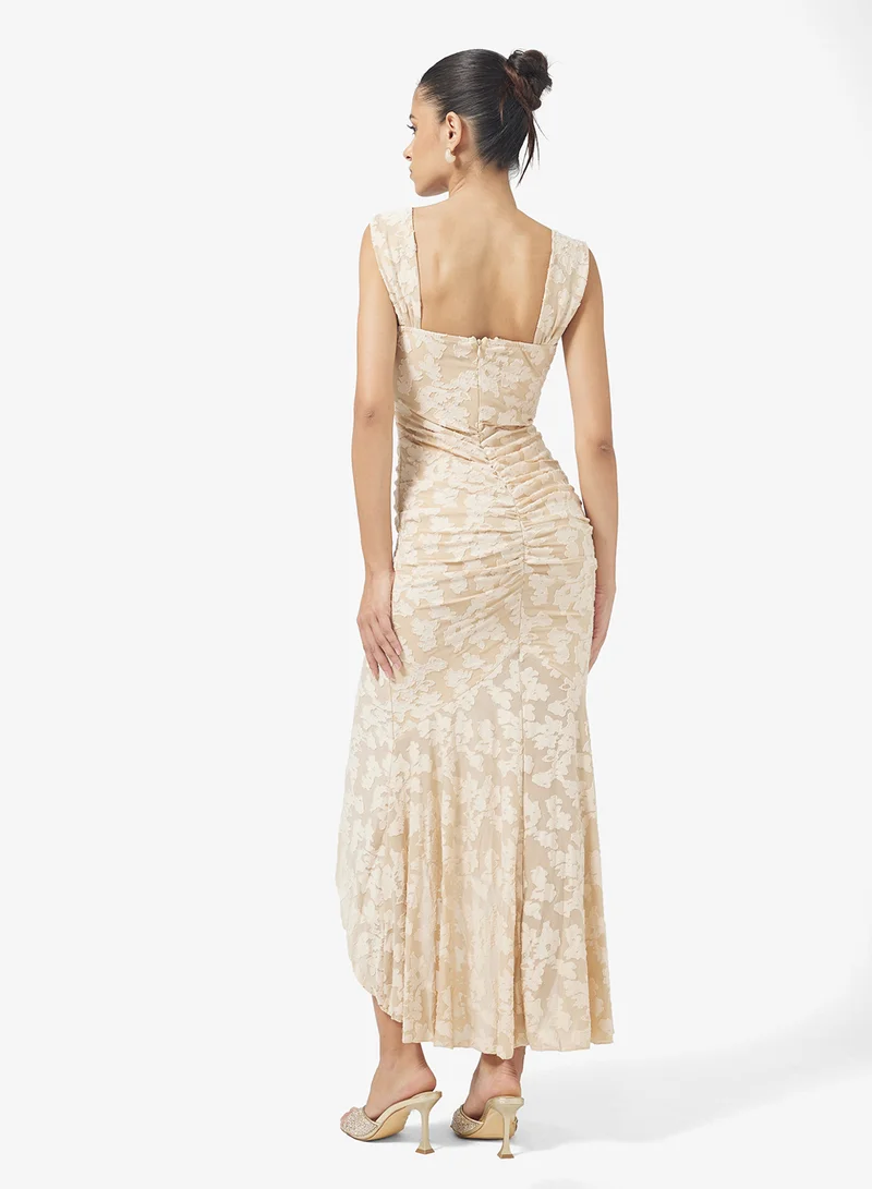 جينجر Corset Bodice Floral Burnout Dress