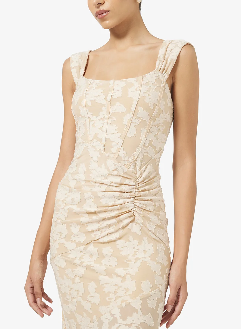 جينجر Corset Bodice Floral Burnout Dress