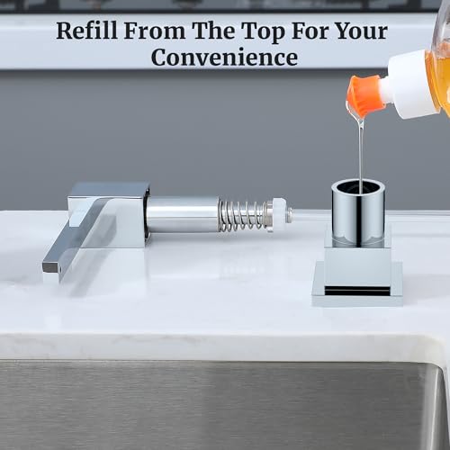 Ultimate Unicorn Sink Soap Dispenser for Kitchen Sink (Chrome), All Brass Built-in and Refill from Top Design,Metal Hand Soap & Dish Soap Copper Pump - Image 5