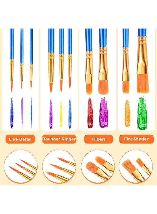 ESRICH Acrylic Paint Brushes Set, 20 Packs / 200 Pcs Nylon Hair Paint Brushes,Paint Brush Set Suitable for Oil,Watercolor,Rock Body Face Art, Kids Adult Perfect Art Painting Craft Paint Brush Kits. - Image 5