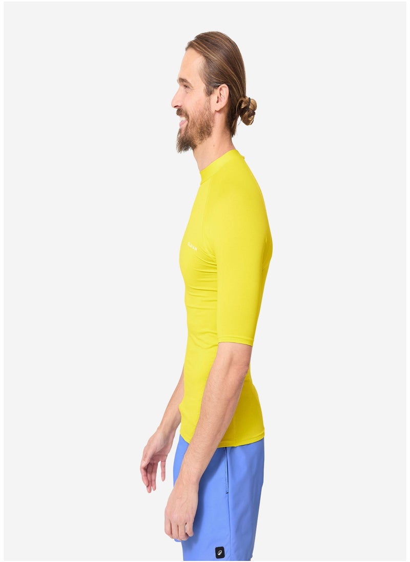 OLAIAN OLAIAN by DECATHLON, Men Surfing Short Sleeve UV Protection UPF50+ Yellow  - Image 2