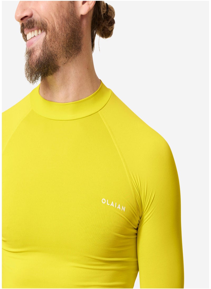 OLAIAN OLAIAN by DECATHLON, Men Surfing Short Sleeve UV Protection UPF50+ Yellow  - Image 3