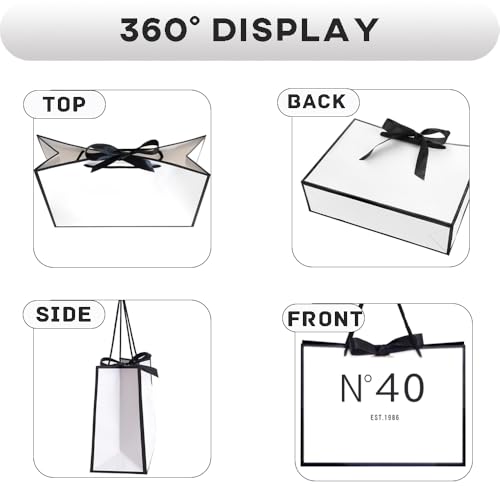 QLSKO 30th/40th/50th/60th/70th Birthday Keepsake Gift Paper Bag for Her Anniversary Party Present Shopping Tote Bags Women 40 Year Old Decorations Idea (1986 40th, Small (Pack of 1)) - Image 3