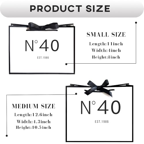 QLSKO 30th/40th/50th/60th/70th Birthday Keepsake Gift Paper Bag for Her Anniversary Party Present Shopping Tote Bags Women 40 Year Old Decorations Idea (1986 40th, Small (Pack of 1)) - Image 2