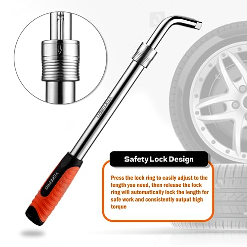 YEKEPRO Lug Wrench with Flip Sockets, 4pc Extendable 4 Way Lug Wrench Telescoping Tire Wheel Wrench Set with 17/19mm and 21/22mm CR-V Sockets, Compatible with Most Vehicles - W12004 - Image 4