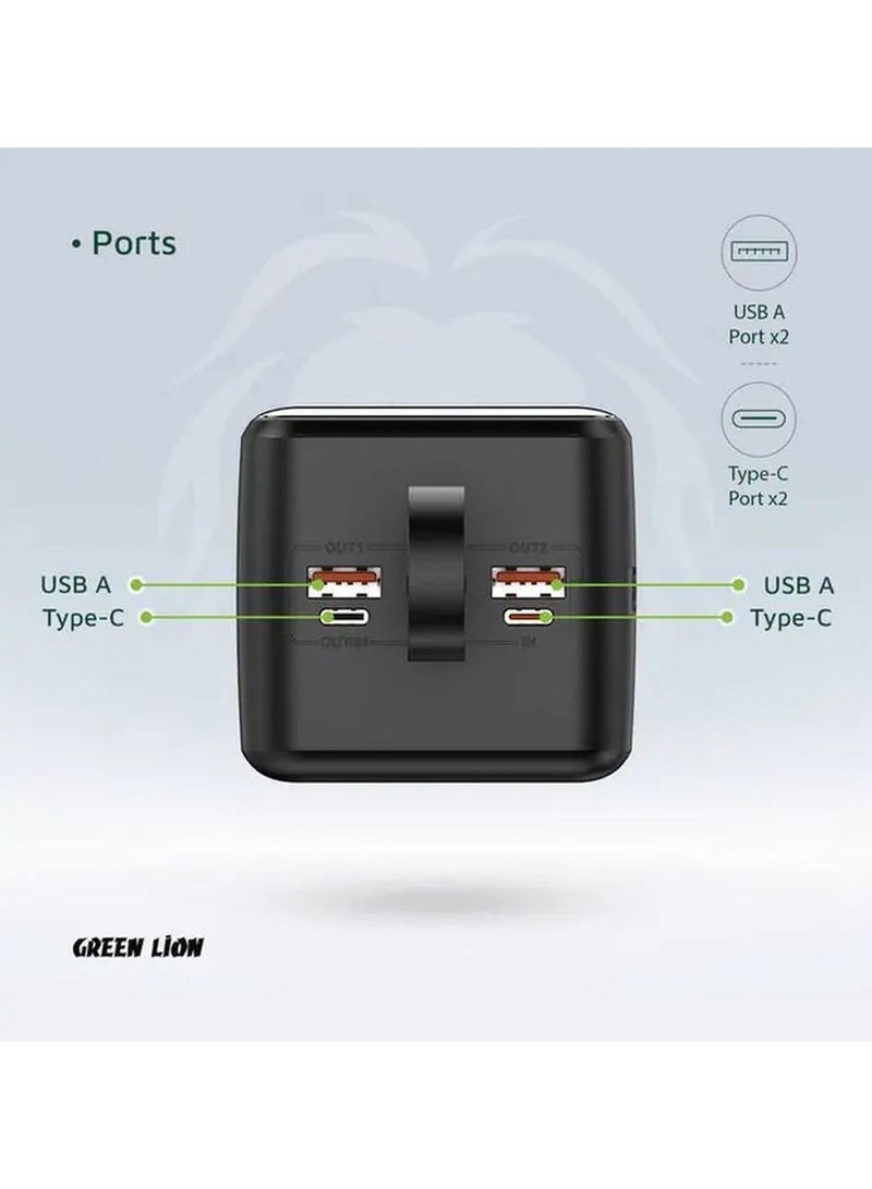 GREEN LION 50000mAh Power Bank Tank series /22.5W PD Fast Charger Powerbank 50000 mAh / Built in Lightning Cable - Black - Image 4