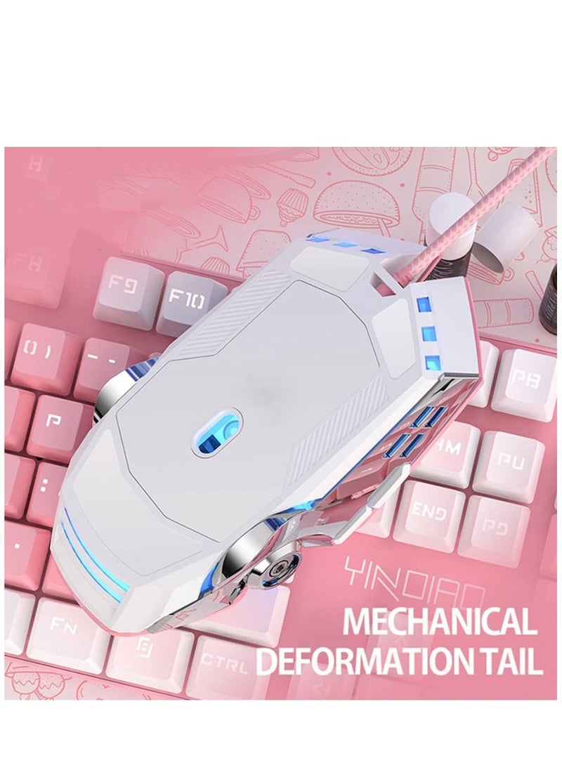 Y&D Gaming Mouse Wired Computer Mechanical Pink Optical USB 7 Buttons, 4 Levels Adjustable DPI Up to 3200, RGB Backlit, Sound Click PC Fit for Girls Gamer  - Image 3