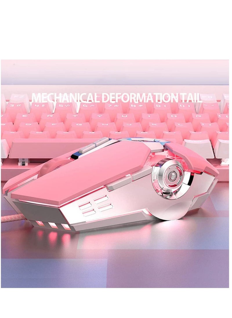 Y&D Gaming Mouse Wired Computer Mechanical Pink Optical USB 7 Buttons, 4 Levels Adjustable DPI Up to 3200, RGB Backlit, Sound Click PC Fit for Girls Gamer  - Image 4