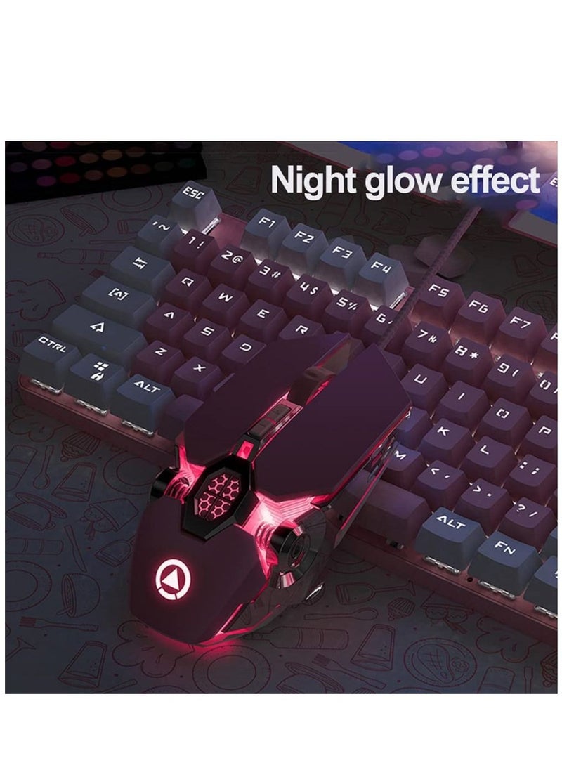 Y&D Gaming Mouse Wired Computer Mechanical Pink Optical USB 7 Buttons, 4 Levels Adjustable DPI Up to 3200, RGB Backlit, Sound Click PC Fit for Girls Gamer  - Image 2